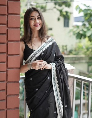 Latest soft silk jacquard work with black saree